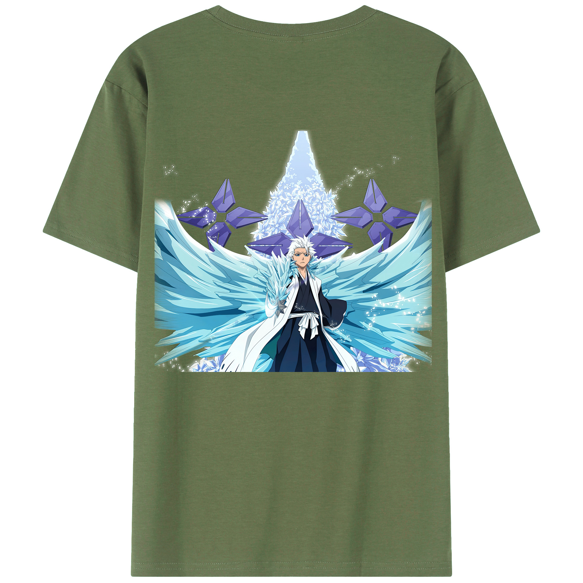（画像用） ブリーチ 日番谷冬獅郎（ひつがや とうしろう） BLEACH Hitsugaya Toushirou 綿100％ メンズ半袖Tシャツ（バックプリント） 通気性